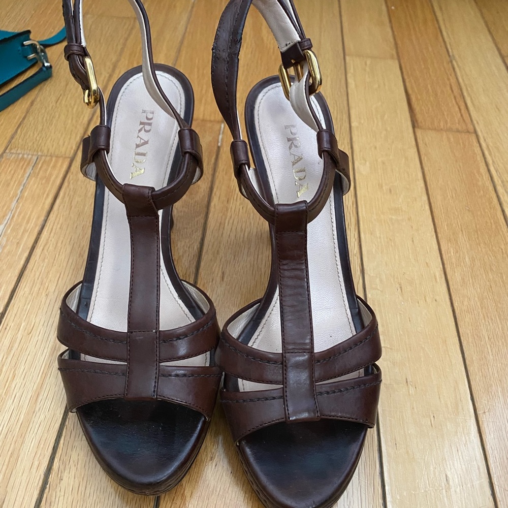 Previously loved Prada brown strappy heels